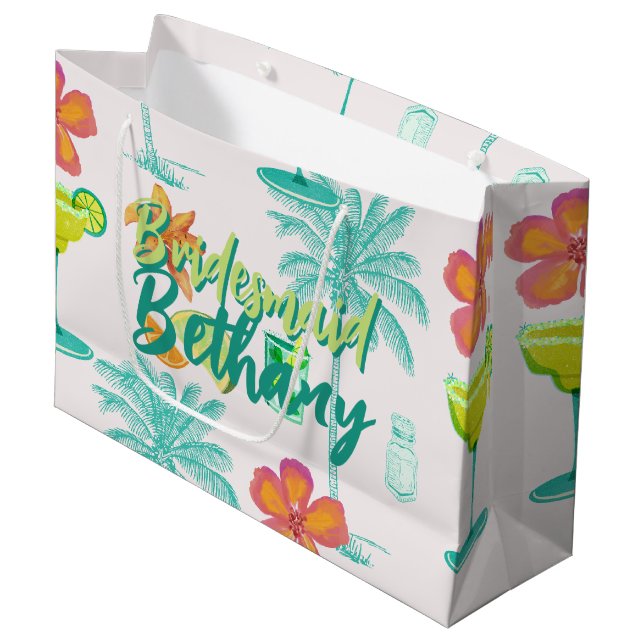 Margarita Veil Tropical Bridesmaid Large Gift Bag (Front Angled)