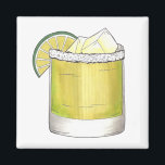 Margarita w/ Lime Cocktail Mixologist Drinks Bar Magnet<br><div class="desc">Margarita time! Magnet features an original marker illustration of a classic margarita cocktail with a salty rim and a wedge of lime. CHEERS!</div>