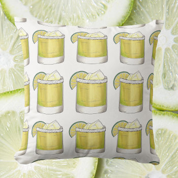 Margarita W/ Lime Cocktail Mixologist Drinks Decor Throw Pillow by rebeccaheartsny at Zazzle
