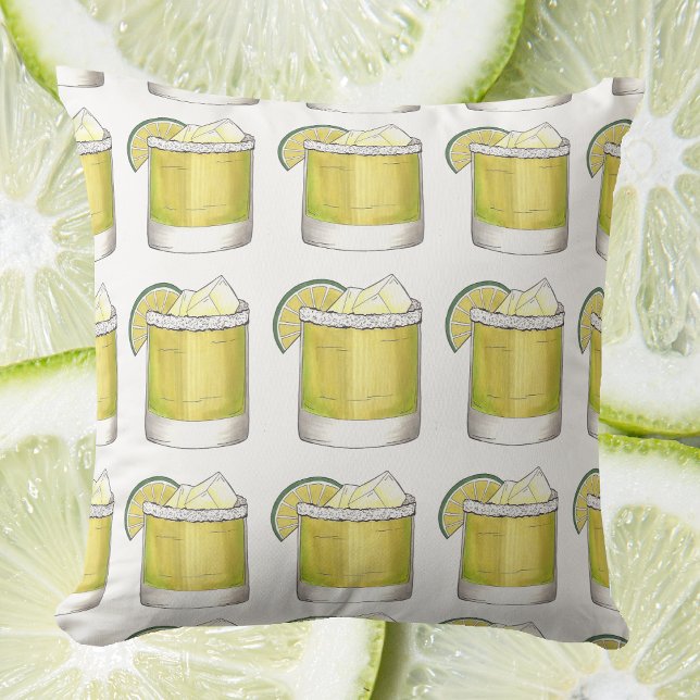 Margarita w/ Lime Cocktail Mixologist Drinks Decor Throw Pillow (Margarita Pillow)
