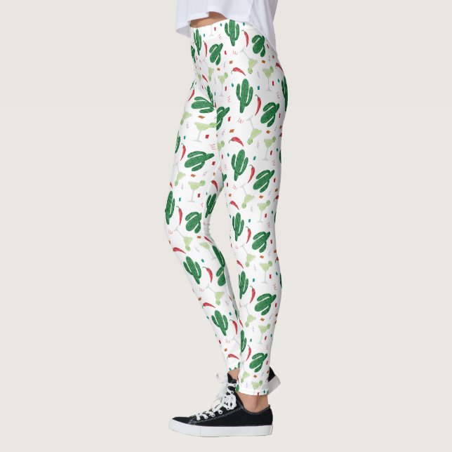 Margaritas and Chili Peppers Fiesta Theme Leggings (Left)