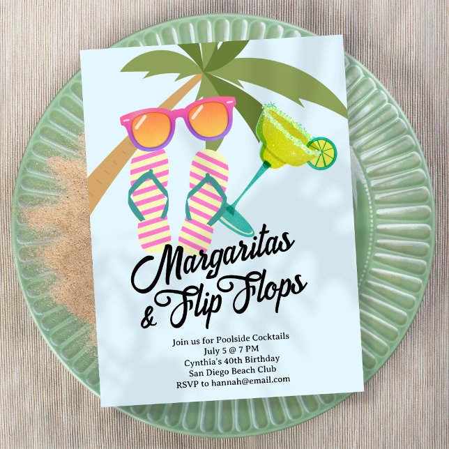 Margaritas and Flip Flops Summer Party Invitation (Creator Uploaded)