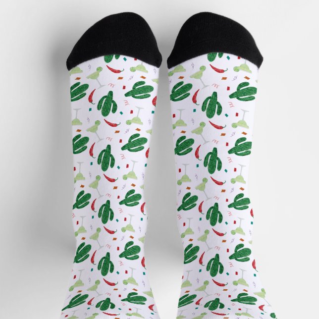 Margaritas and Hot Chili Peppers Fiesta Party Socks (Top)