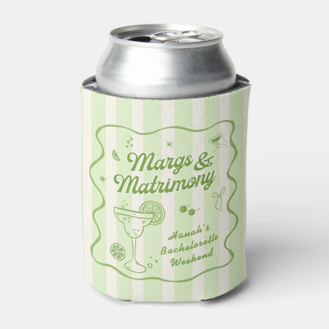 Margaritas and matrimony bachelorette can cooler (Can Front)