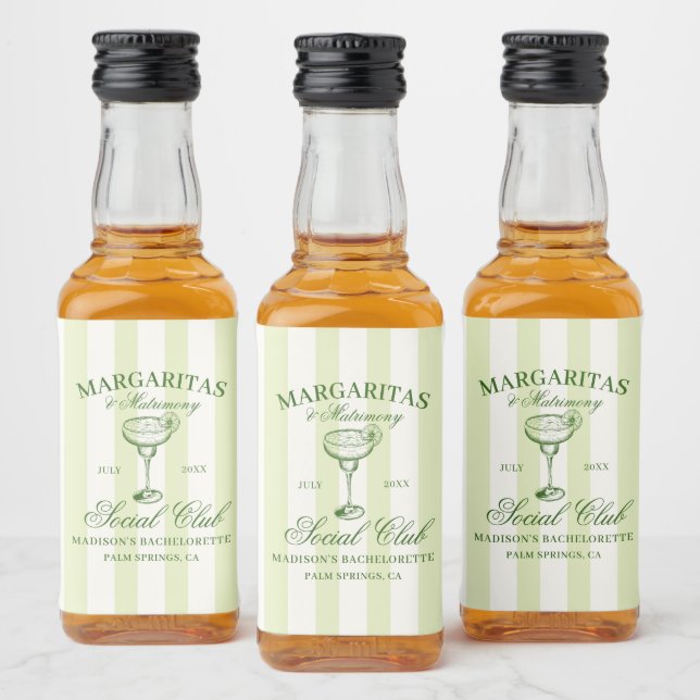 Margaritas and Matrimony Bachelorette Liquor Bottle Label (Bottles)