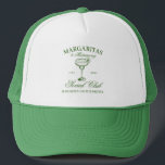 Margaritas and Matrimony Green  Trucker Hat<br><div class="desc">Get ready to celebrate the bride-to-be with an unforgettable weekend! Introducing our "Margaritas & Matrimony" bachelorette weekend design, created to make every moment of your celebration as special as the bride herself. This elegant collection features a vintage inspired green hand drawn illustration of a margarita cocktail glass on a soft...</div>