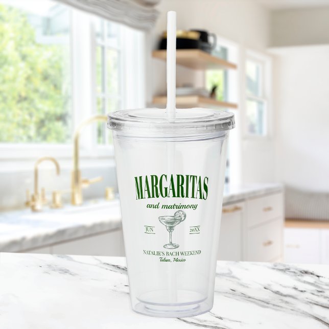 Margaritas And Matrimony Personalized Bachelorette Acrylic Tumbler (Creator Uploaded)