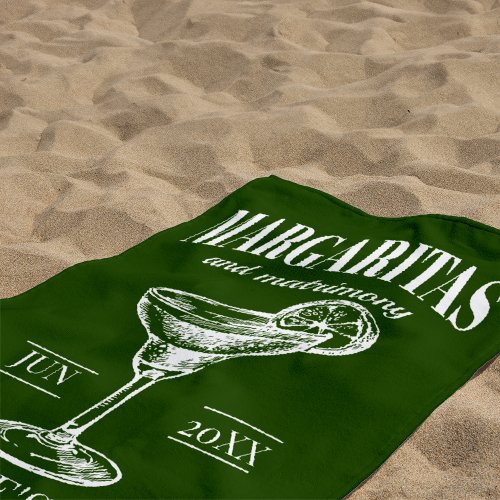 Margaritas And Matrimony Personalized Bachelorette Beach Towel