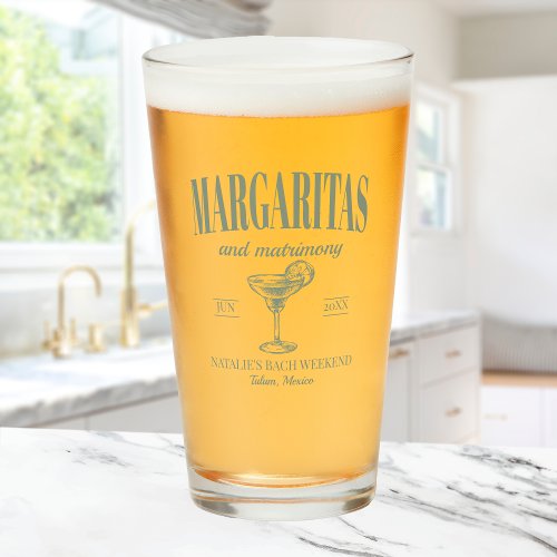 Margaritas And Matrimony Personalized Bachelorette Glass
