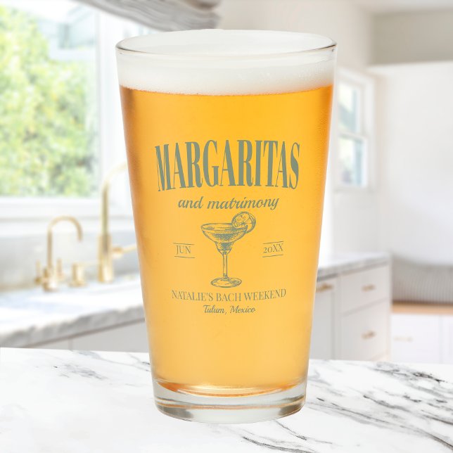Margaritas And Matrimony Personalized Bachelorette Glass (Creator Uploaded)