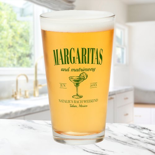 Margaritas And Matrimony Personalized Bachelorette Glass