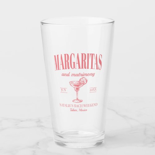 Margaritas And Matrimony Personalized Bachelorette Glass