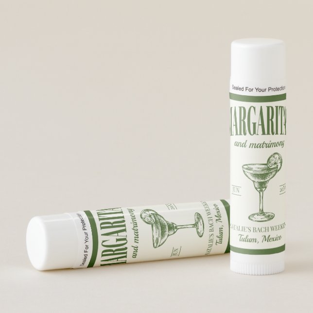 Margaritas And Matrimony Personalized Bachelorette Lip Balm (Front)