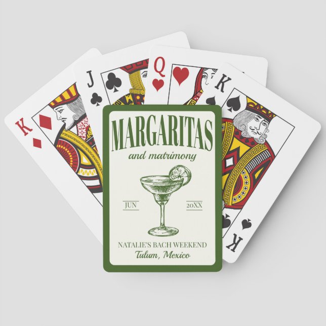 Margaritas And Matrimony Personalized Bachelorette Poker Cards (Back)