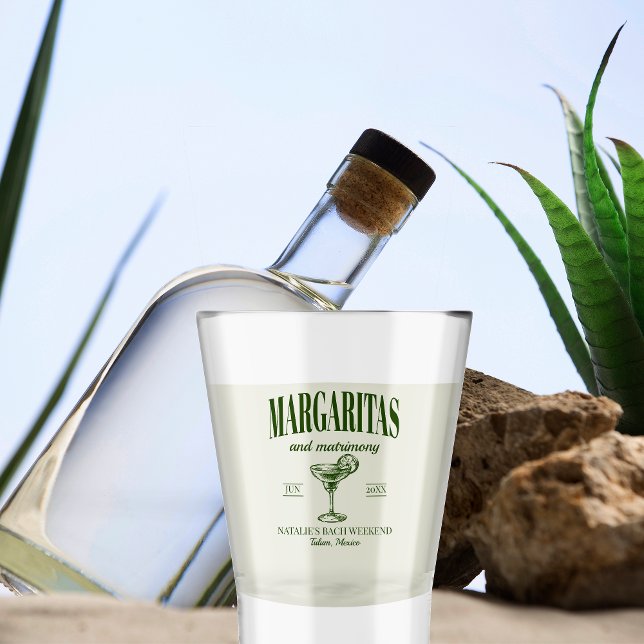 Margaritas And Matrimony Personalized Bachelorette Shot Glass (Creator Uploaded)