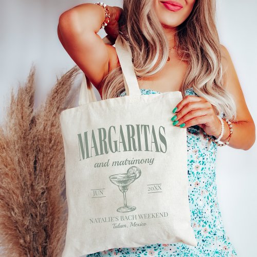 Margaritas And Matrimony Personalized Bachelorette Tote Bag