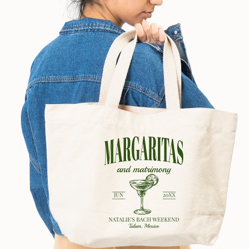 Margaritas And Matrimony Personalized Bachelorette Tote Bag