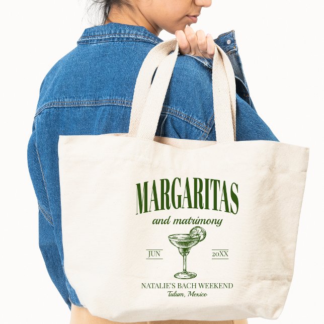 Margaritas And Matrimony Personalized Bachelorette Tote Bag (Creator Uploaded)