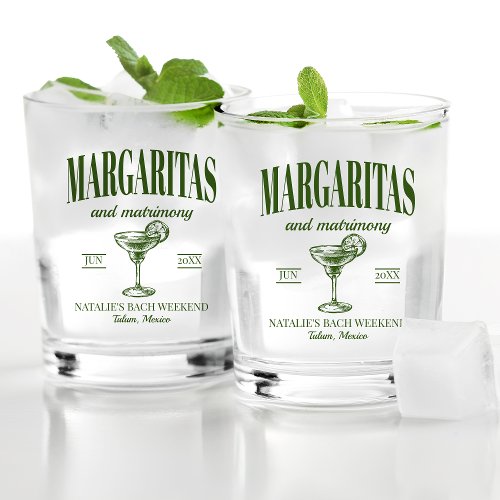 Margaritas And Matrimony Personalized Bachelorette Whiskey Glass