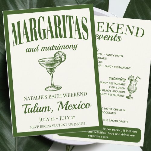Margaritas And Matrimony Social Cocktail Itinerary Invitation