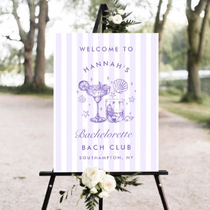 Margaritas and Matrimony Striped Bach Welcome Sign