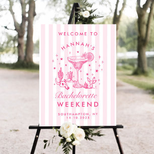 Margaritas and Matrimony Striped Bach Welcome Sign