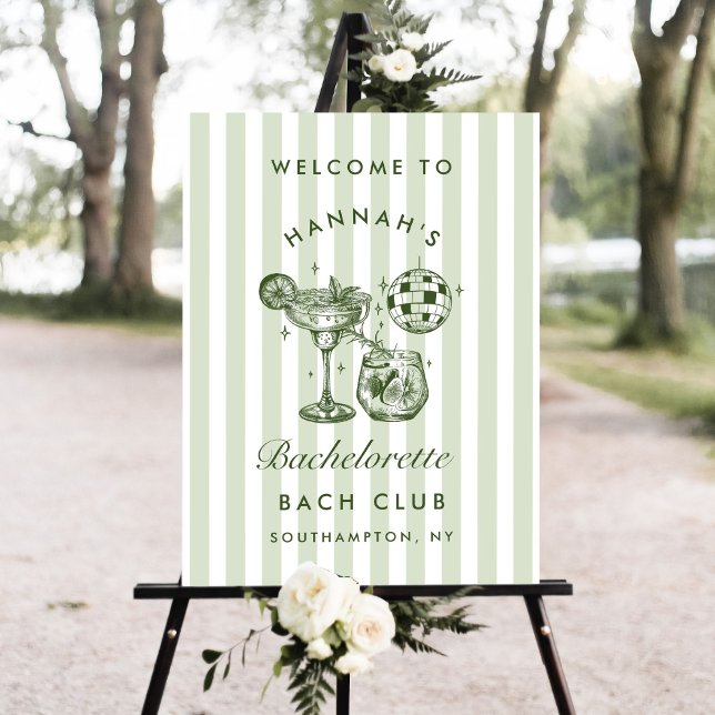 Margaritas and Matrimony Striped Bach Welcome Sign (Creator Uploaded)