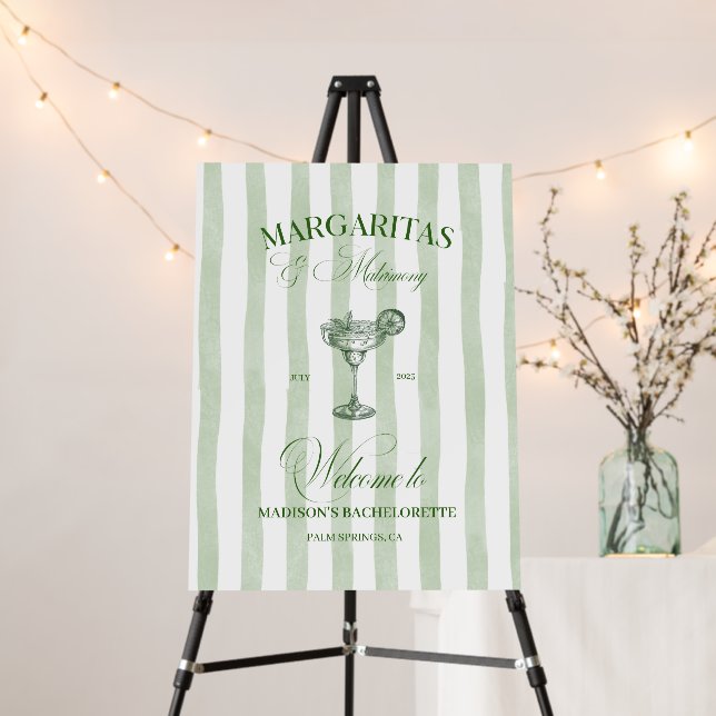 Margaritas and Matrimony Striped Bachelorette Foam Board (In Situ (Stand))