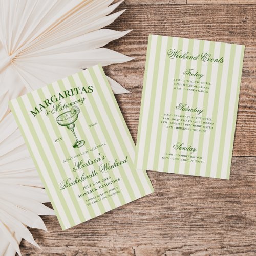 Margaritas and Matrimony Striped Bachelorette Invitation