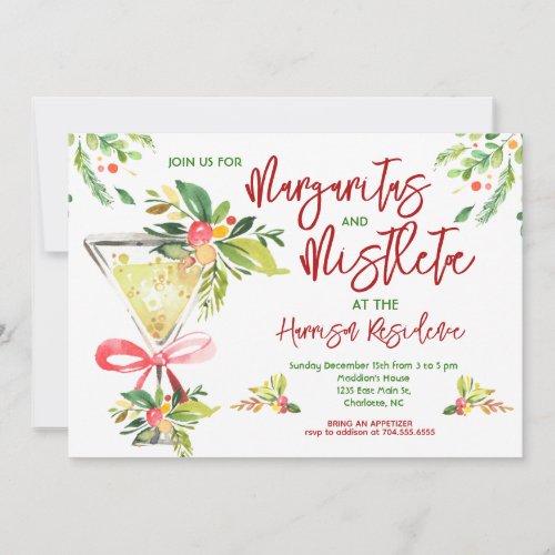 Margaritas and Mistletoe Christmas Party Invite