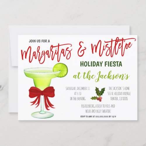 Margaritas and Mistletoe Holiday Invitation