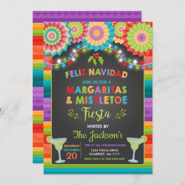 Margaritas and Mistletoe Holiday Party Invitation (Front/Back)