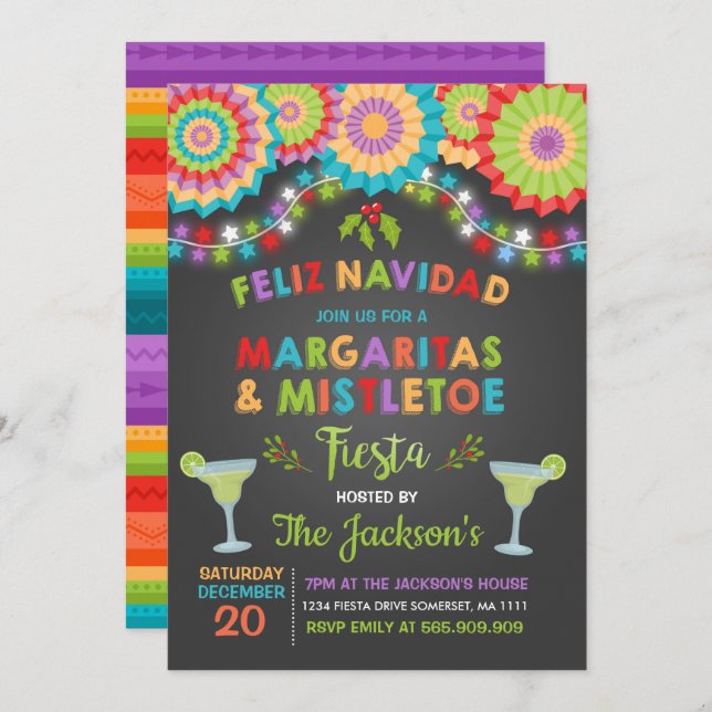 Margaritas and Mistletoe Holiday Party Invitation (Front/Back)