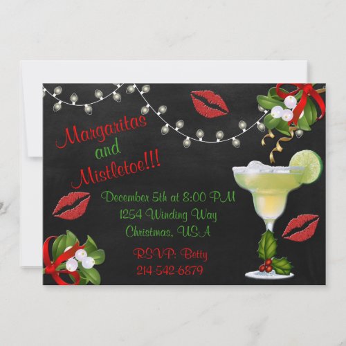 Margaritas and Mistletoe Lights Party Invite