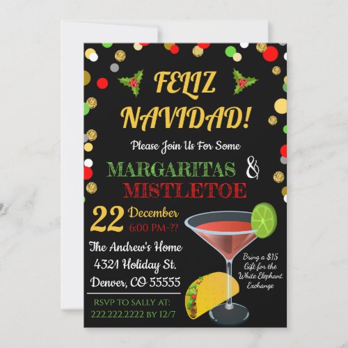 Margaritas and Mistletoe Party Invitation