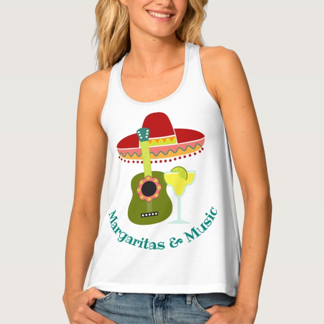 Margaritas And Music Racerback Tank Top (Front)