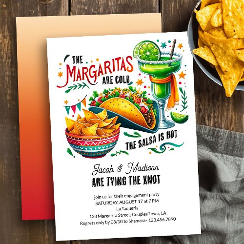 Margaritas and Tacos Fun Colorful Engagement Party Invitation