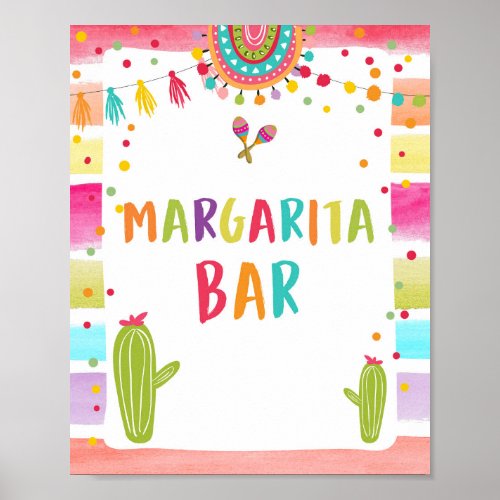 Margaritas Bar Drinks Cactus Fiesta Table Sign