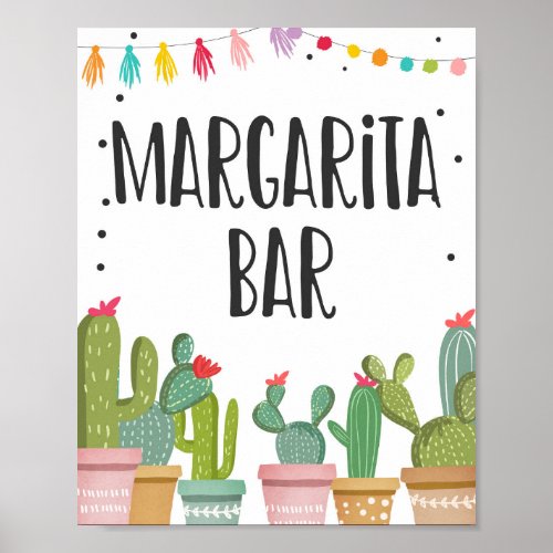 Margaritas Bar Drinks Cactus Fiesta Table Sign