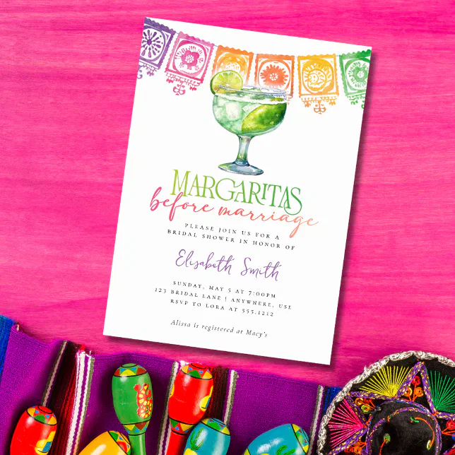 Margaritas before Marriage Fiesta Bridal Shower Invitation Zazzle