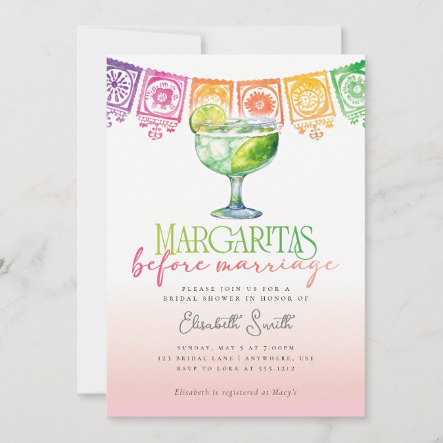 Margaritas before Marriage Fiesta Bridal Shower Invitation (Front)