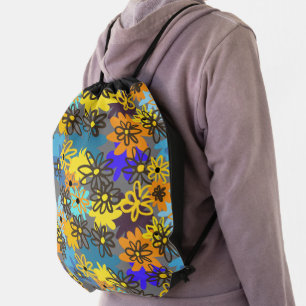margaritas, daisies drawstring bag
