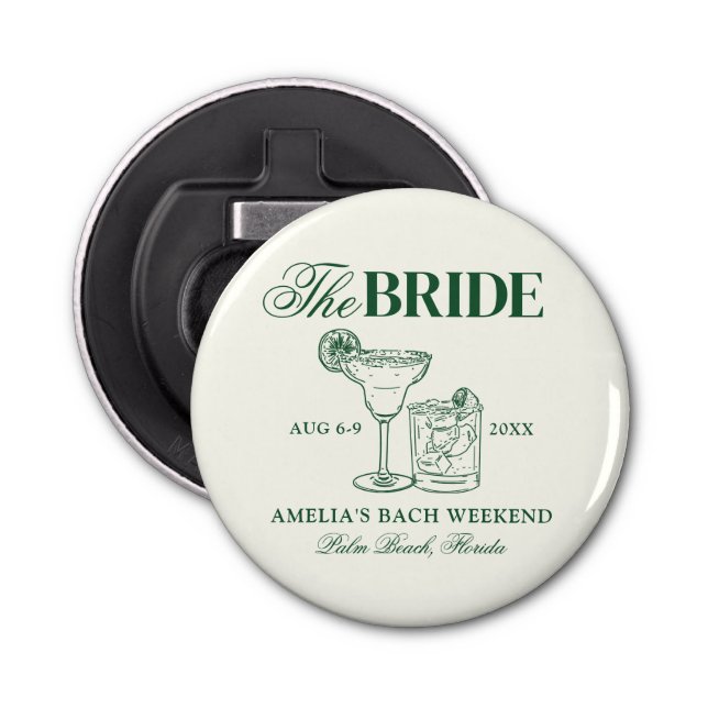 Margaritas & Matrimony Bachelorette The Bride Bottle Opener (Front)