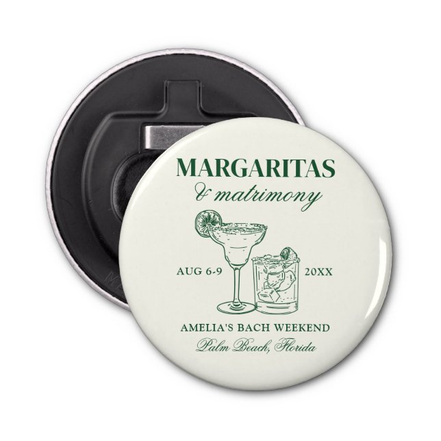 Margaritas & Matrimony Bachelorette Weekend Bottle Opener (Front)