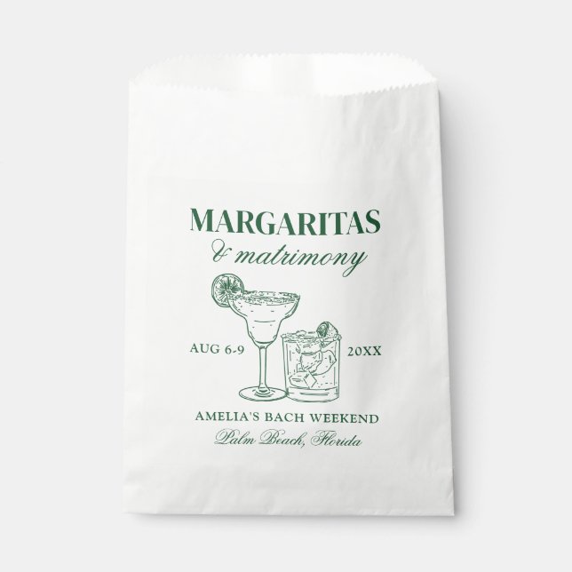 Margaritas & Matrimony Bachelorette Weekend Favor Bag (Front)