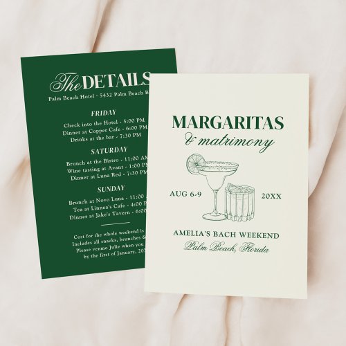 Margaritas  Matrimony Bachelorette Weekend Invitation
