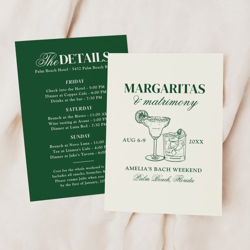 Margaritas  Matrimony Bachelorette Weekend Invitation