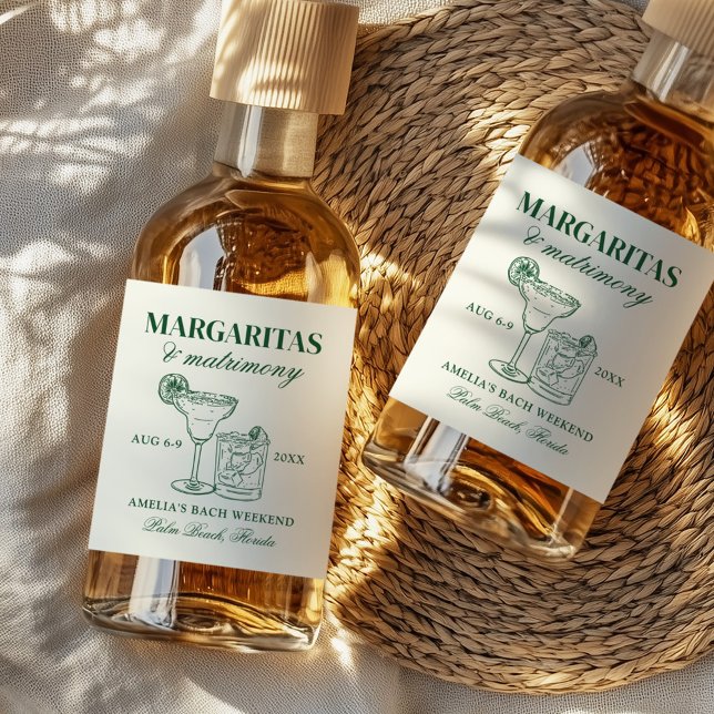 Margaritas & Matrimony Bachelorette Weekend Liquor Bottle Label (Creator Uploaded)