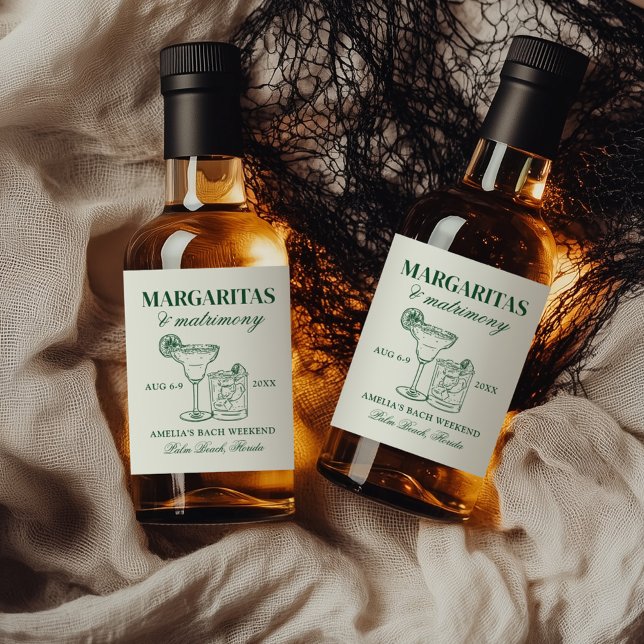 Margaritas & Matrimony Bachelorette Weekend Liquor Bottle Label (Creator Uploaded)