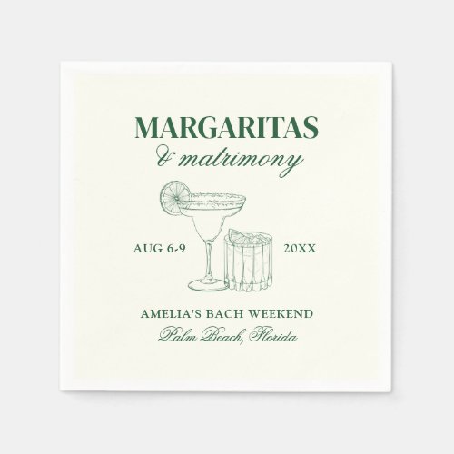 Margaritas  Matrimony Bachelorette Weekend Napkins
